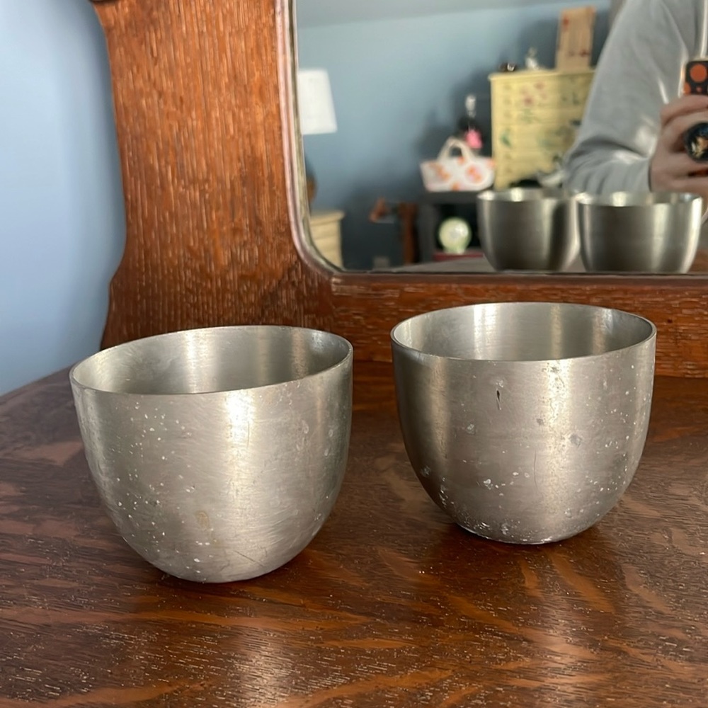 Vintage pair Kirk Pewter Jefferson cups
